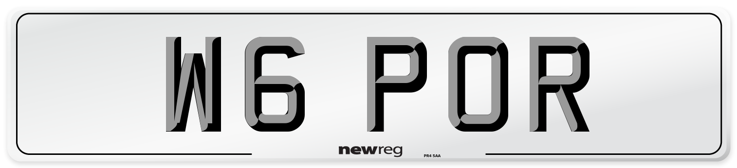 W6 POR Number Plate from New Reg